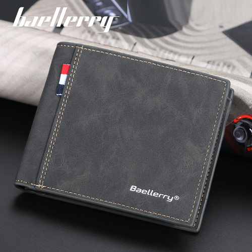 baellerry men's new wallet short multi-card slot fashionable youth wallet bag thin open coin purse