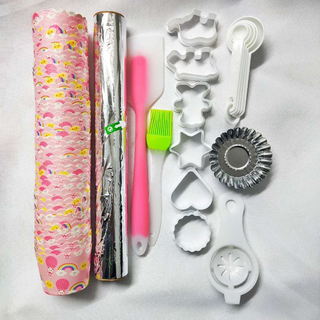 烘焙新手套裝錫紙餅幹模小刷子壹體刮刀蛋清分離器鋁制蛋撻模量勺