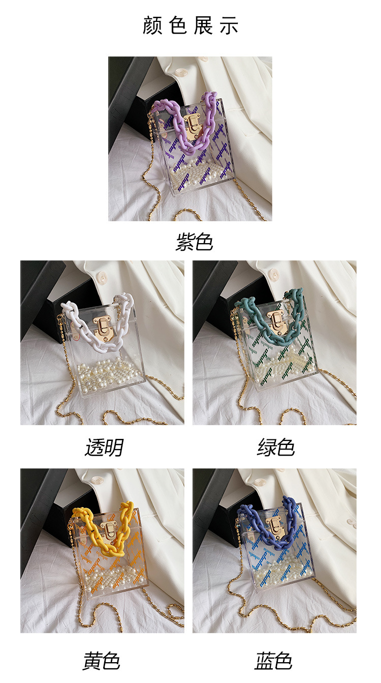 Summer New Trendy Korean Wild One-shoulder Messenger Chain Transparent Portable Jelly Bag display picture 28
