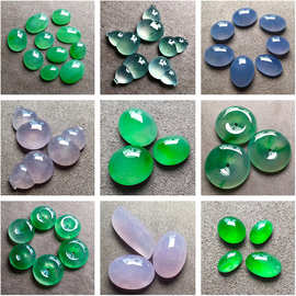 冰种紫罗兰正阳绿翡翠戒指女 蛋面裸石18K金镶嵌缅甸戒指定制