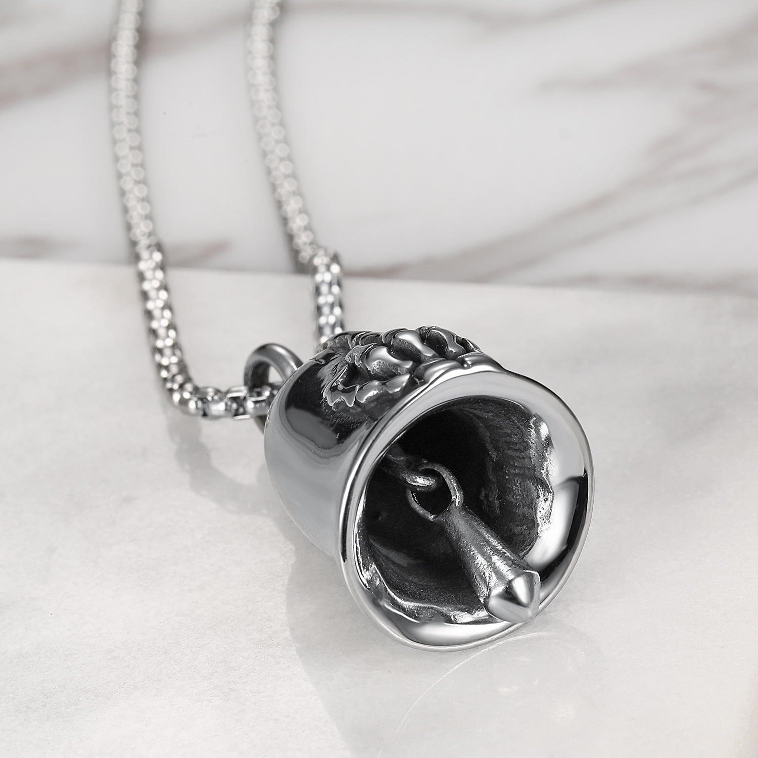 Plating Design Punk Bell Titanium Steel Plating Men's Pendant Necklace