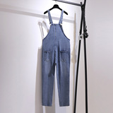 61568清仓特价胖mm秋季长款刺绣休闲裤宽松显瘦连体裤大码背带裤，女装牛仔裤，变形策服饰