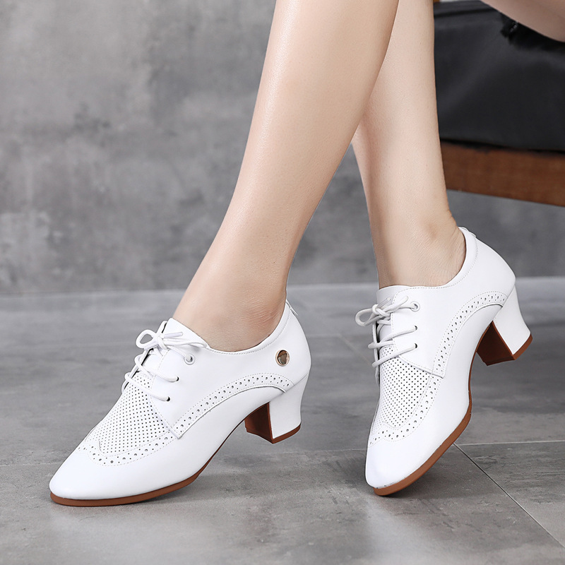White black jazz latin dance shoes for girls kids women square dance shoes  beef tendon sole ballroom dancing shoes for female