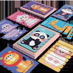 新品熱賣兒童創意條形拼圖立體動物動物配對拼圖早教益智玩具