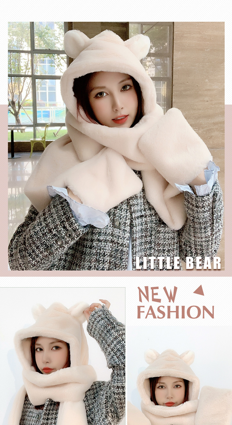 Three-piece scarf one-piece ear protection warm gloves hat NSCM10088