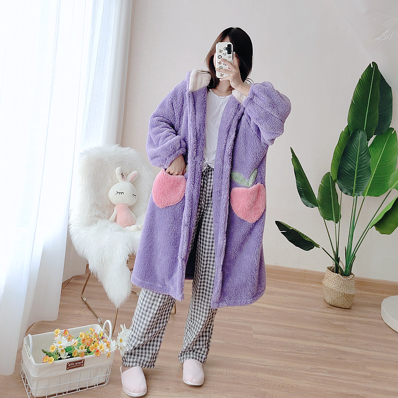 LXL連帽スリーパーパープル刺繍ウサギ耳