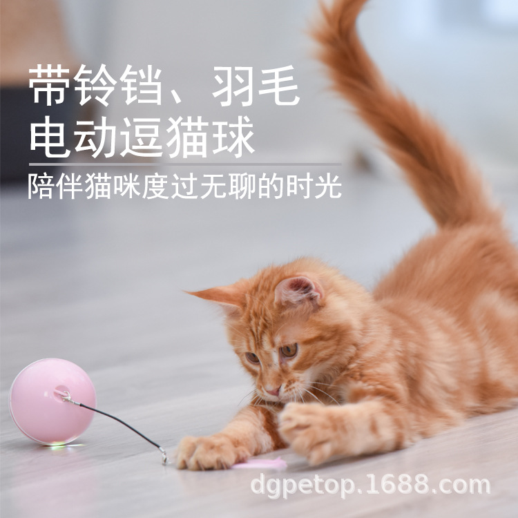 2021亚马孙新款电动逗猫球自动发光随意球USB激光逗貓玩具球厂家