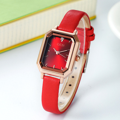 GEDI /歌迪簡約複古時尚學生防水石英手表女氣質百搭皮帶女士手表