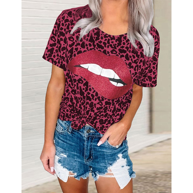 spring and summer new printing leopard print short-sleeved T-shirt  NSLZ31249