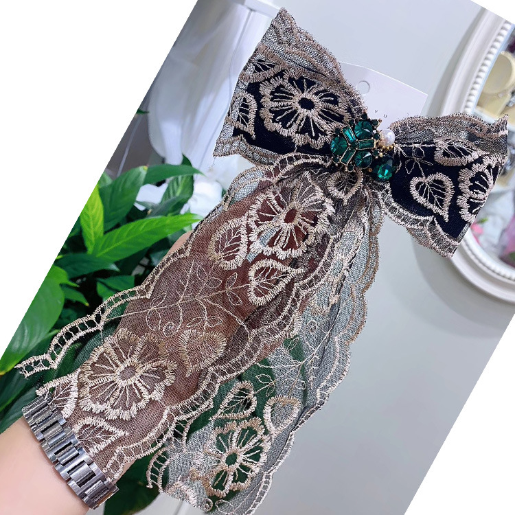 欧美时尚领部装饰黑色蕾丝领结珍珠钻领花蝴蝶结商务别针晚会胸针|ru