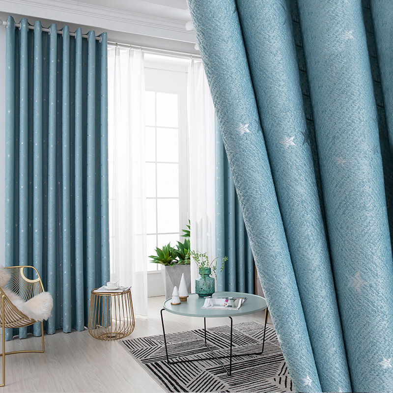 Finished curtains 2020 new pattern bedroom a living room Northern Europe Simplicity thickening Makeup Renting Free punch Windows
