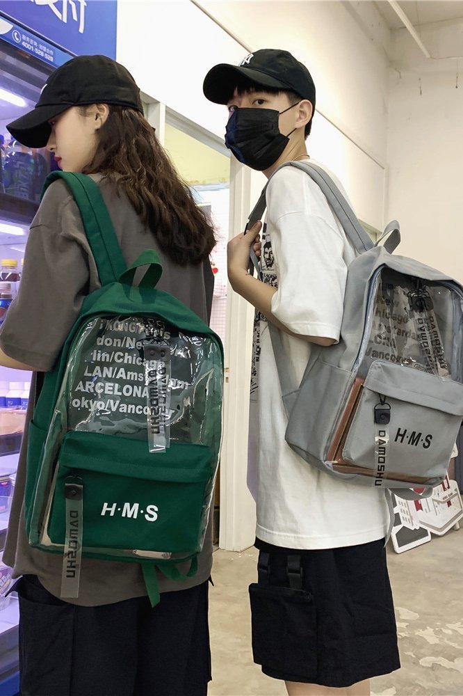 Retro Transparent Printed Letter Backpack display picture 6