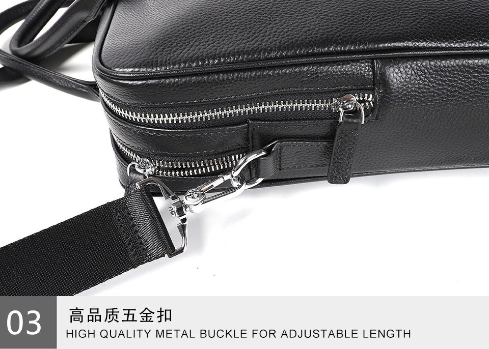 Túi xách tay nam công sở da bò lớp đầu kiểu ngang dung tích lớn 38×29,5×9 cm — Màu đen chi tiết 16