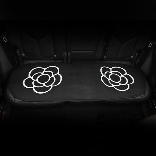 Camellia car seat cushion, winter plush printed three-piece car seat cushion set, car four-season universal seat cushion for women