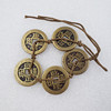 Antique crafts thickened five emperor money brass copper coins in diameter 28mm thick 2.2mm hemp rope skewers copper coins spend money