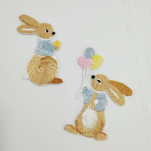 Fashionable Cute Cartoon Bunny Computer Embroidery Cloth Sticker Mobile Phone Case DIY Decorative Clothes Patch Decal Self-Adhesive