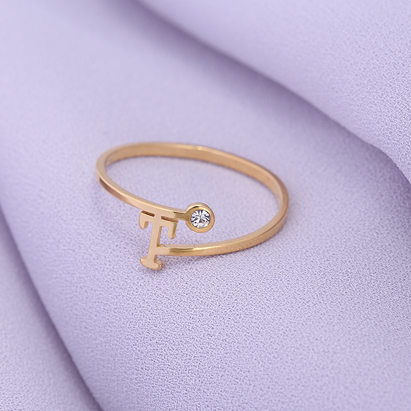 Plating, Inlay Design Simple Style Classic Style Commute Letter Stainless Steel Plating Inlay Zircon Rings