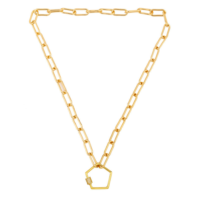 Exaggerated Thick Chain Necklace Geometric Diamond Clavicle Chain Necklace Wholesale Nihaojewelry display picture 5