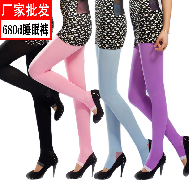 Japanese Style 680D Sleep Pants Slim Leg Socks Shaping Stretch Leggings Slim-fit Night Leg Pressure Pants for Women