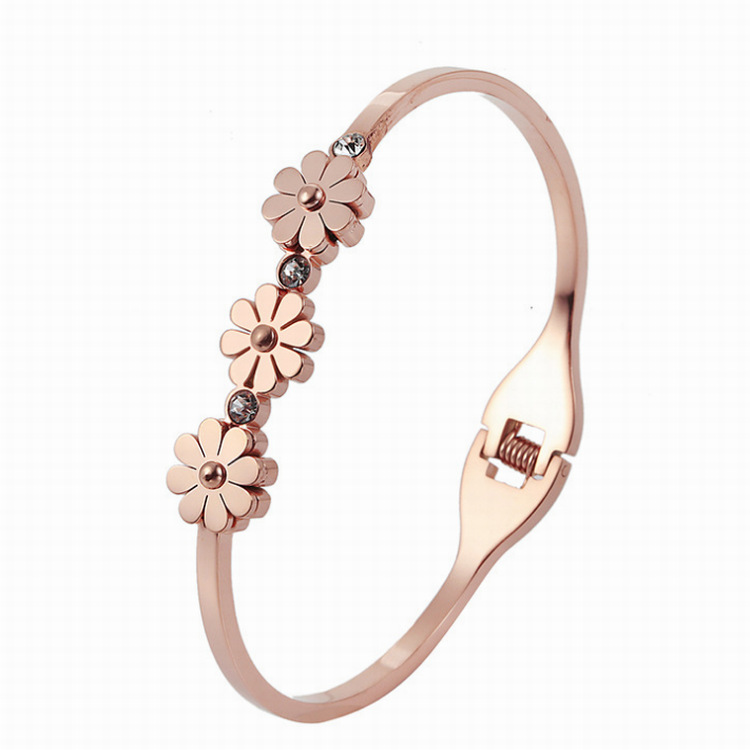 Simplicity Fashion Network Same item Three Daisy TISCO Bracelet fresh With drill Chrysanthemum Jewelry Manufactor wholesale