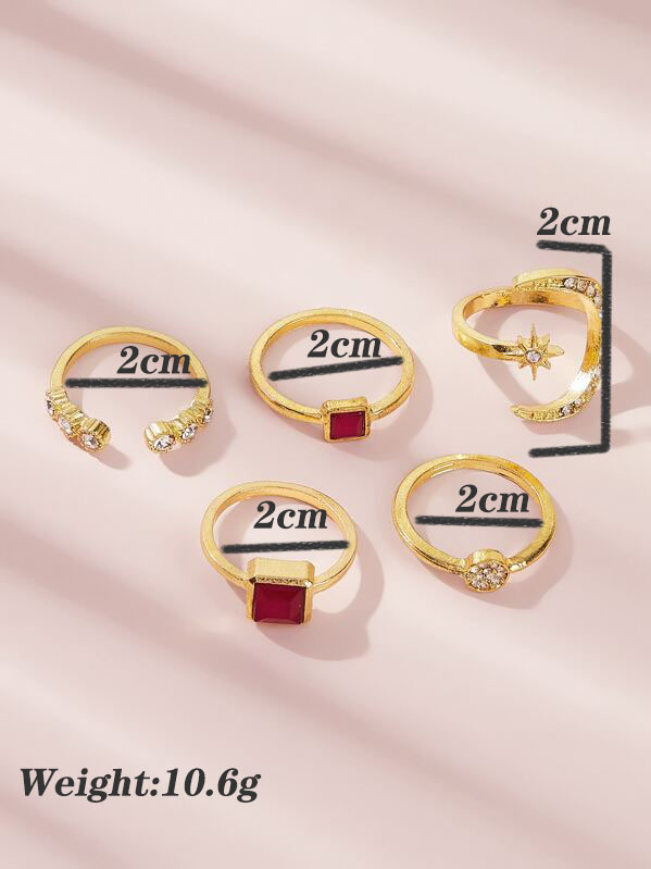 Fashion Moon Full Diamond Ring Set display picture 5