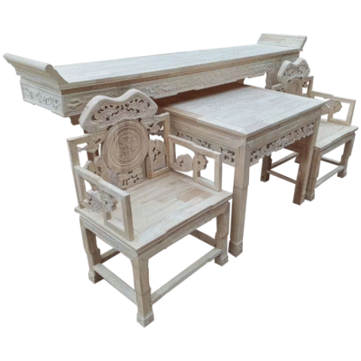 仿古典客廳中堂橡膠木白胚四件套八仙供桌實木條案神台未上漆家具