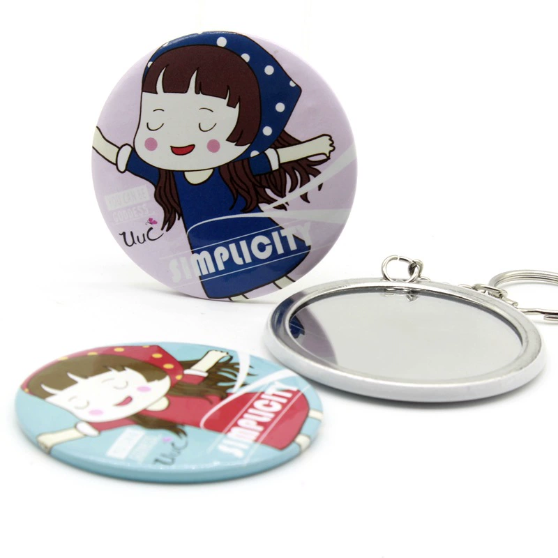 Guanchuang Камера висит маленькое зеркало милый мультфильм подарок зеркало на заказ маленькое круглое зеркало с кольцом для ключей вклад печать