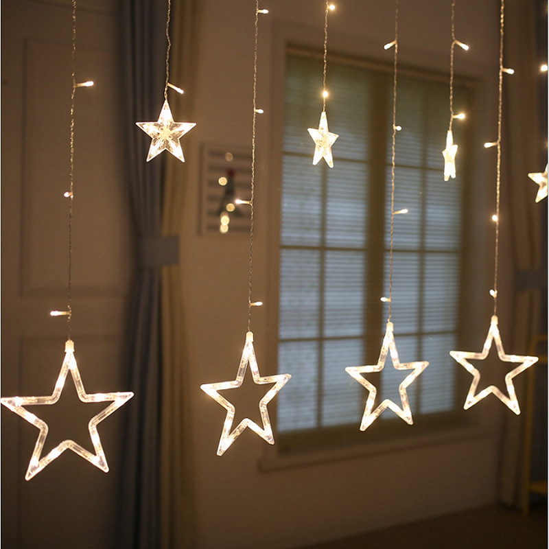 Factory sales LED lights star lights string lights star Red room decoration romantic curtain lights wholesale Factory sales LED lights star lights string lights star Red room decoration romantic curtain lights wholesale