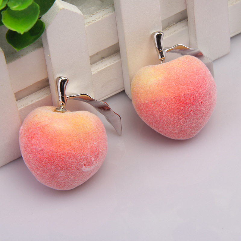 Simulation Fruits Mignonnes Grandes Boucles D'oreilles Pêche display picture 6