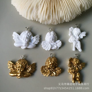 巴洛克镀金小天使立体半身树脂吊坠配件diy手作耳环饰品批发