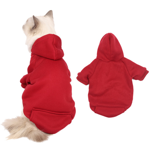 Autumn and winter clothing, pet clothes, solid color hooded sweatshirts, pet sweatshirts, teddy clothes, plush dog clothes