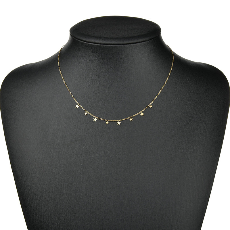 Korean New Products 14k Gold Simple Five-pointed Star Cross Love Clavicle Chain Wholesale Nihaojewelry display picture 3