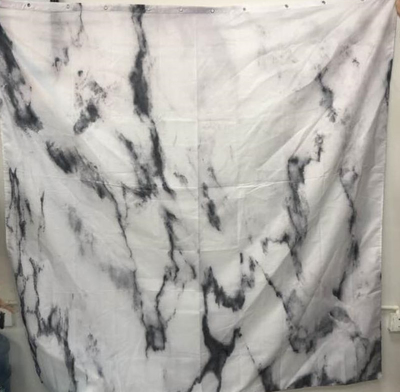 速卖通跨境电商热销大理石浴帘加厚金属扣眼卫生间隔断一件代发