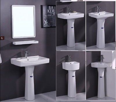 小套卫生间洗手盆陶瓷立柱盆三角型陶瓷柱盆方型工程陶瓷洗手盆