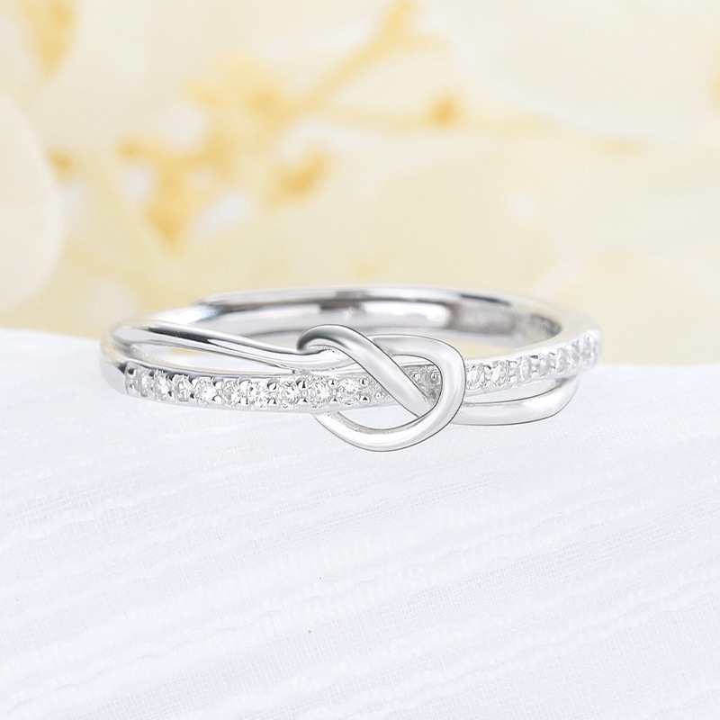 Fashion Knot Copper Plating Inlay Zircon Open Ring 1 Piece