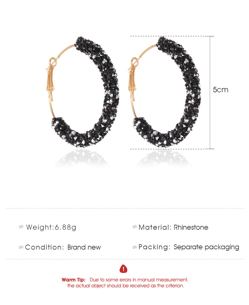 New Retro Exaggerated Crystal C-shaped Earrings Simple Half Circle Earrings Nihaojewelry Wholesale display picture 1