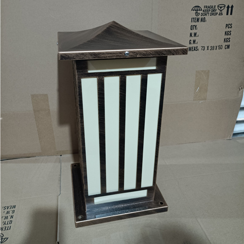 led柱頭燈庭院戶外圍牆燈定制全銅中式現代市電e27方形花園景觀燈