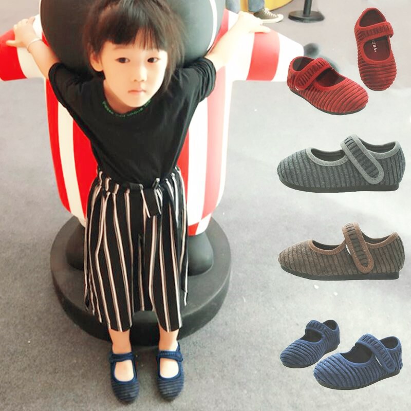 春秋季新品女童單鞋小布鞋韓國絨面魔術貼女童布鞋軟底公主鞋批發