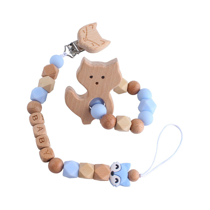 Nueva Haya zorro pezón clip Fox mordedor pulsera bebé silicona pequeño zorro perlas molar juguete pezón cadena