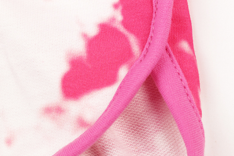 new hot style women's tie-dye printing stitching long-sleeved hooded home set NSKX5793