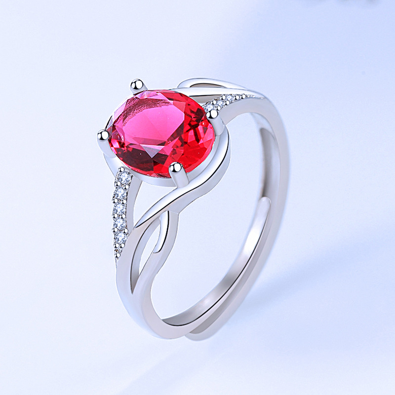 Geometric red fashionable universal ring with stone