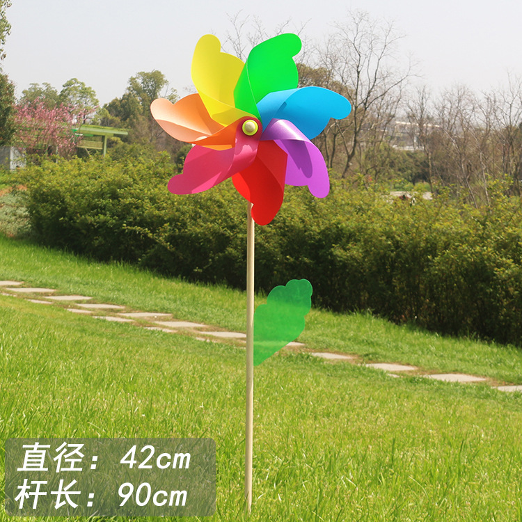 42cm colorful wooden pole windmill