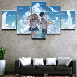 模块化画布绘画5件动漫电影海报高清打印图片壁画家庭装饰