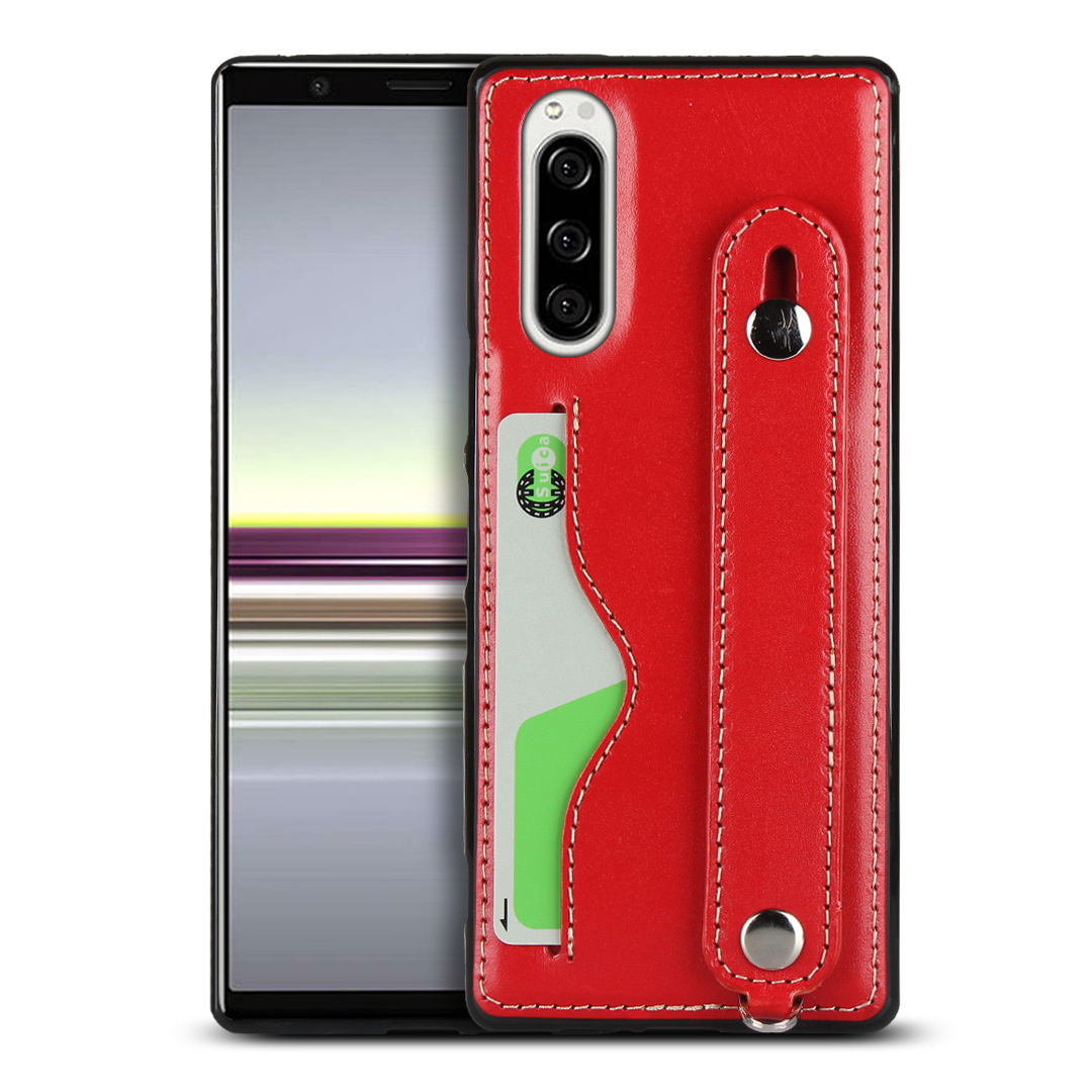 For Sony XZ5 Mobile Phone Case Sony 1 II Protective Case Xperia10 II Lanyard First Layer Leather Bracket Single Case
