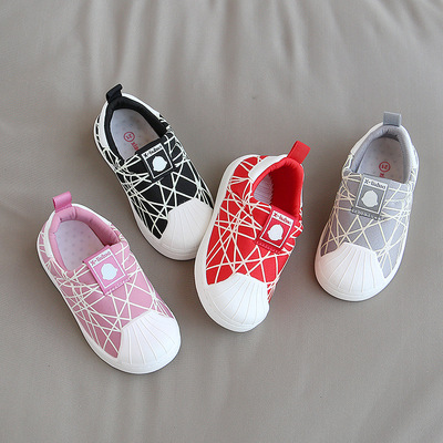 小溜宝2020秋款3-4-5岁软底宝宝学步鞋夜光贝壳头防撞男女童板鞋|ms