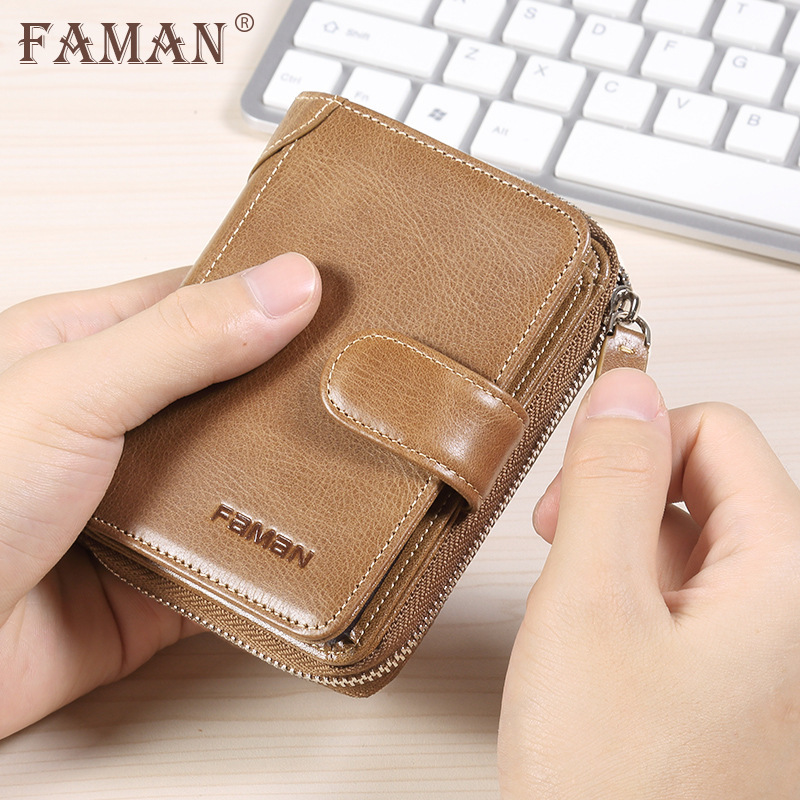 Feyman Card Bag Men's Leather Driver's License Integrated Bag Card Bag Large Capacity Multi-Card Wallet Card Bag ID Bag