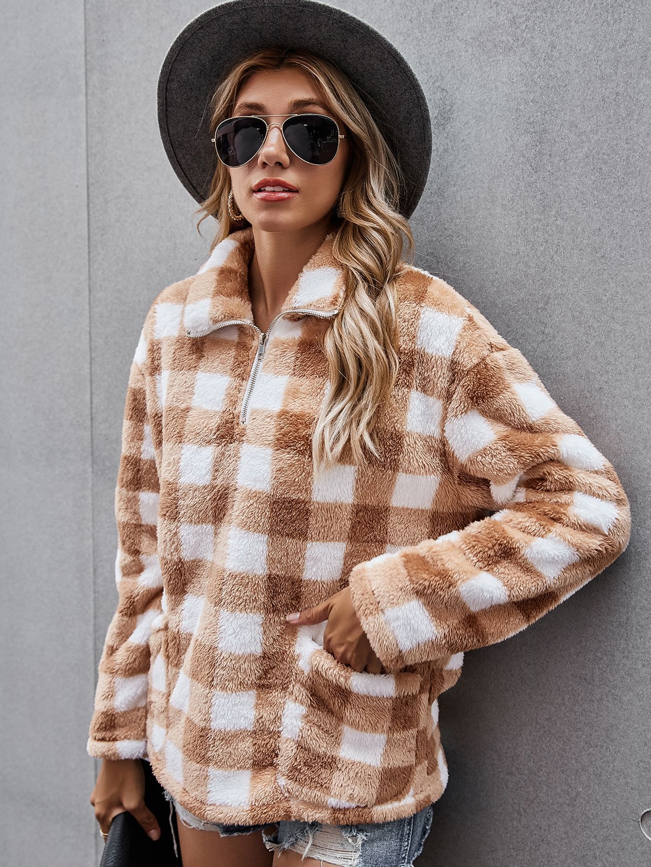 winter new checkered thickened jacket NSDY8196