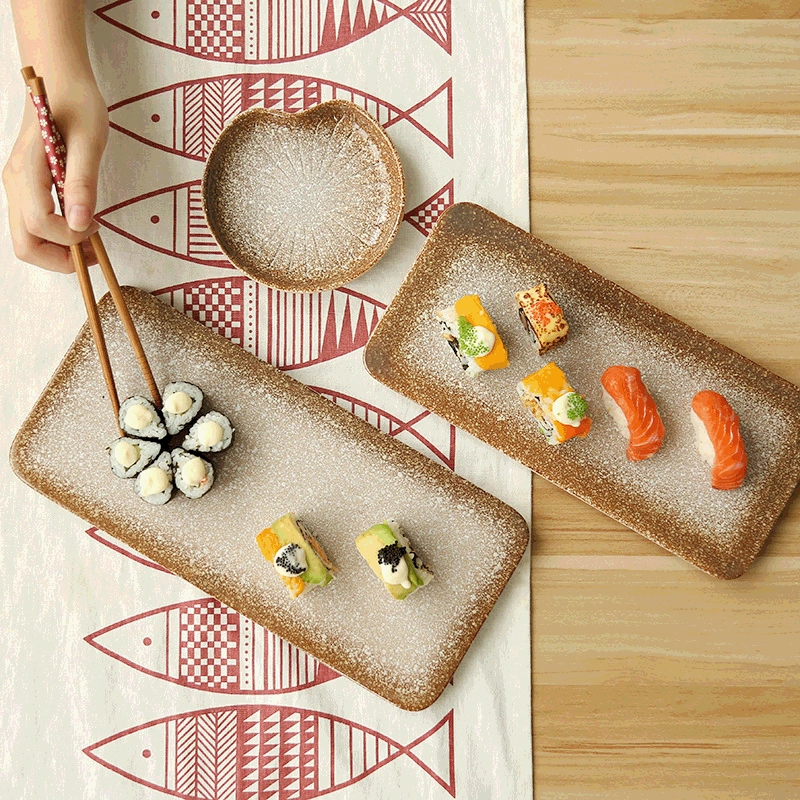 Japanese -style and Fengshou Si Pan Creative Ceramics Ceramic Date Casino Tablet Cake Cake Personalized Retro Divis Personalized