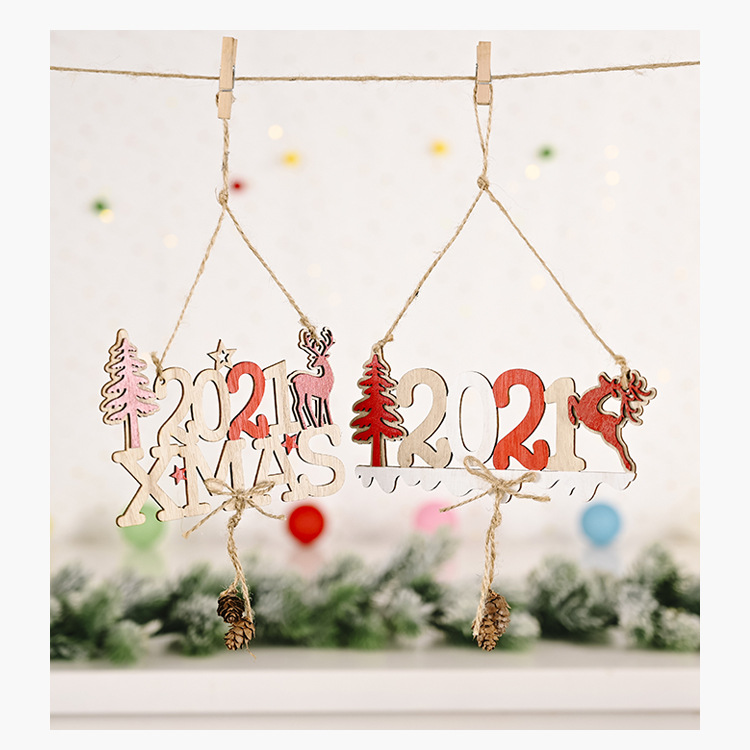 Christmas Decoration Letter Card Wooden Pendant display picture 11