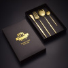 Tableware stainless steel, gift box, golden set, mirror effect